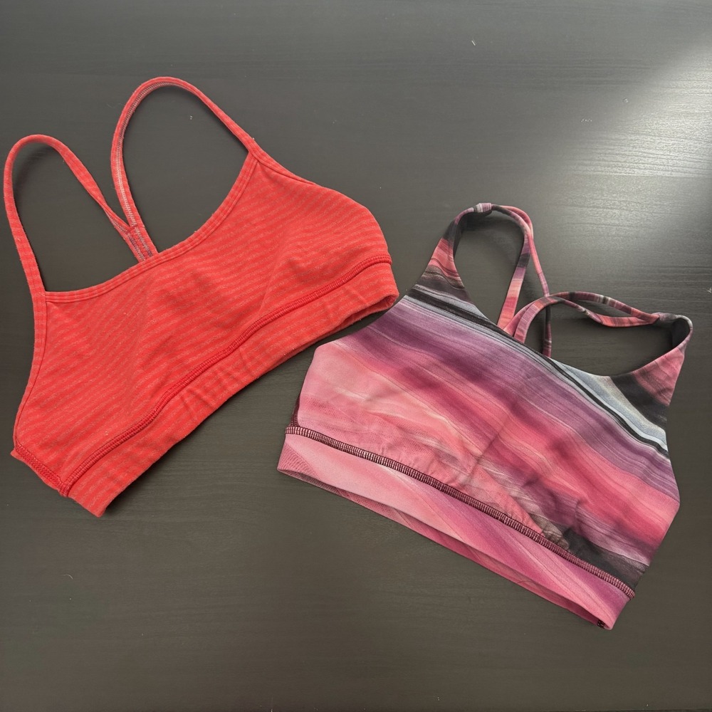 Lululemon Training Sports Bra Women's 4 Pink Red Crossback Gym Yoga - Lot of 2